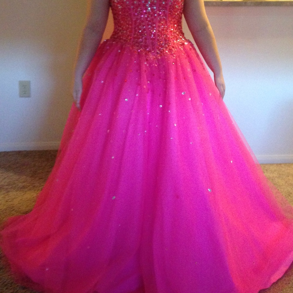 Mori Lee Vibrant Pink Dress